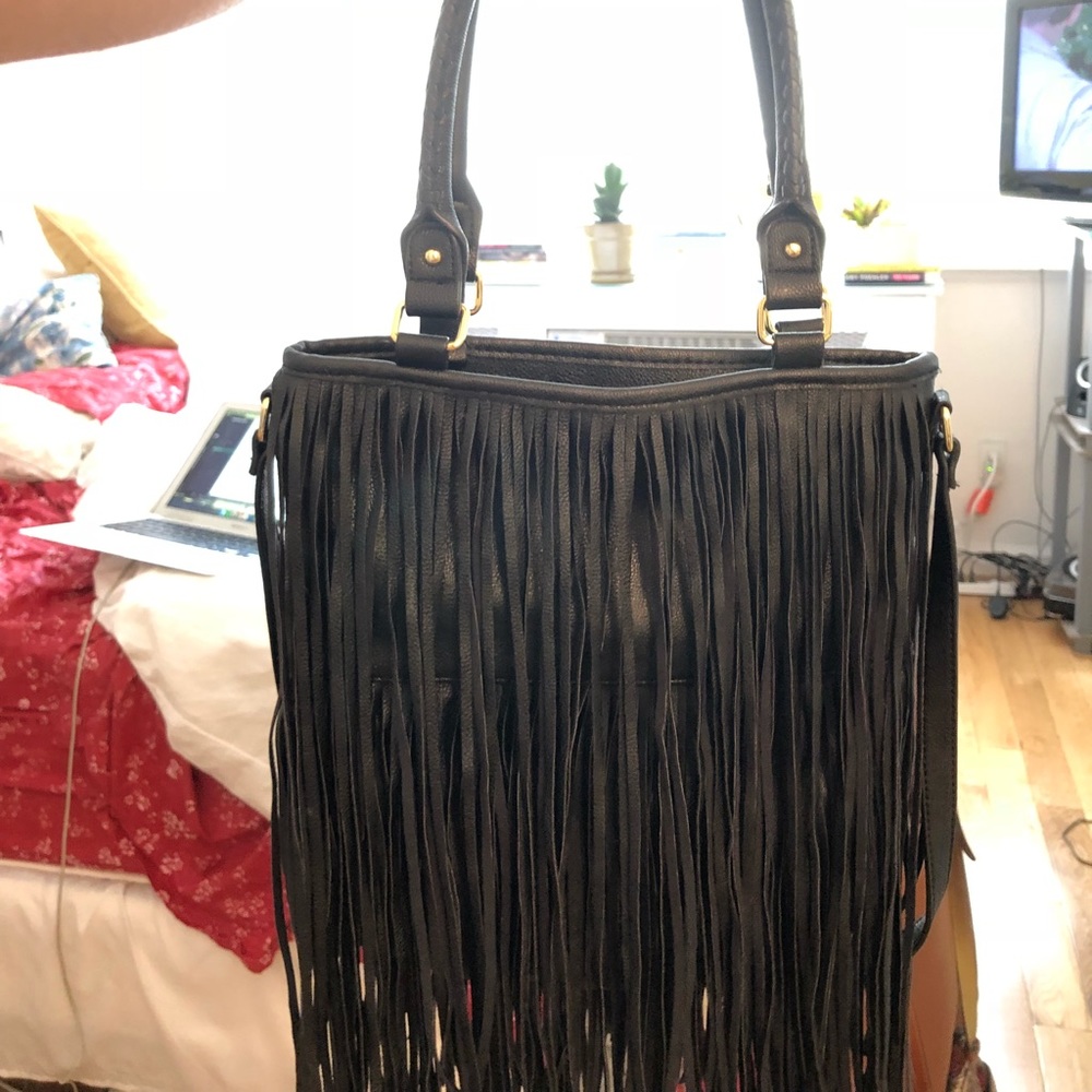 Black fringe bag